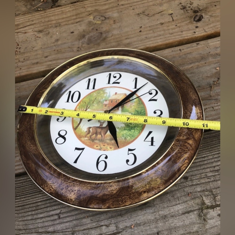 3 wall clock bundle, benrus round brown, deer and coffee latte circle clocks